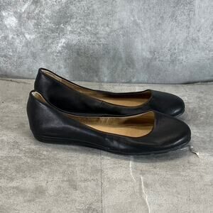 SUN+STONE Women's Black Eliana Memory Foam Round-Toe Slip-On Flats SZ 5.5